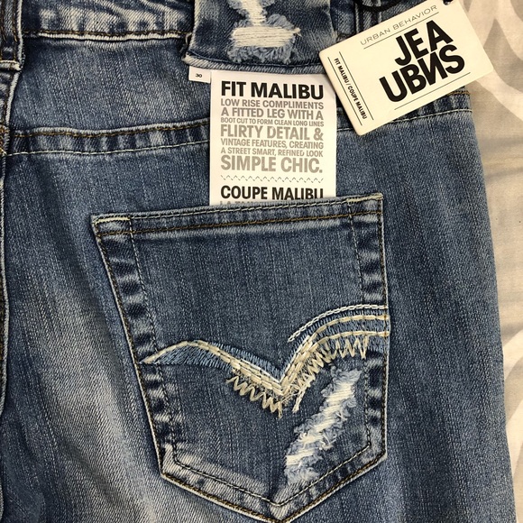 Light blue Women’s Jeans Urban Behavior stretch stone wash rips low cut slim fit - Picture 7 of 11